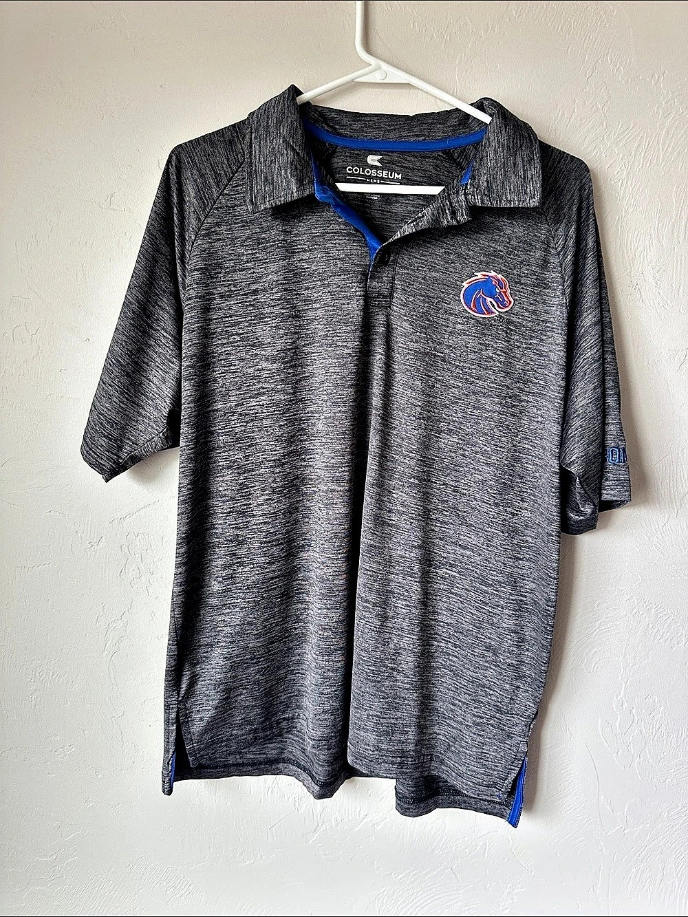 Colosseum Boise State Broncos Heathered Gray Polo Shirt Gray & Blue Size Large